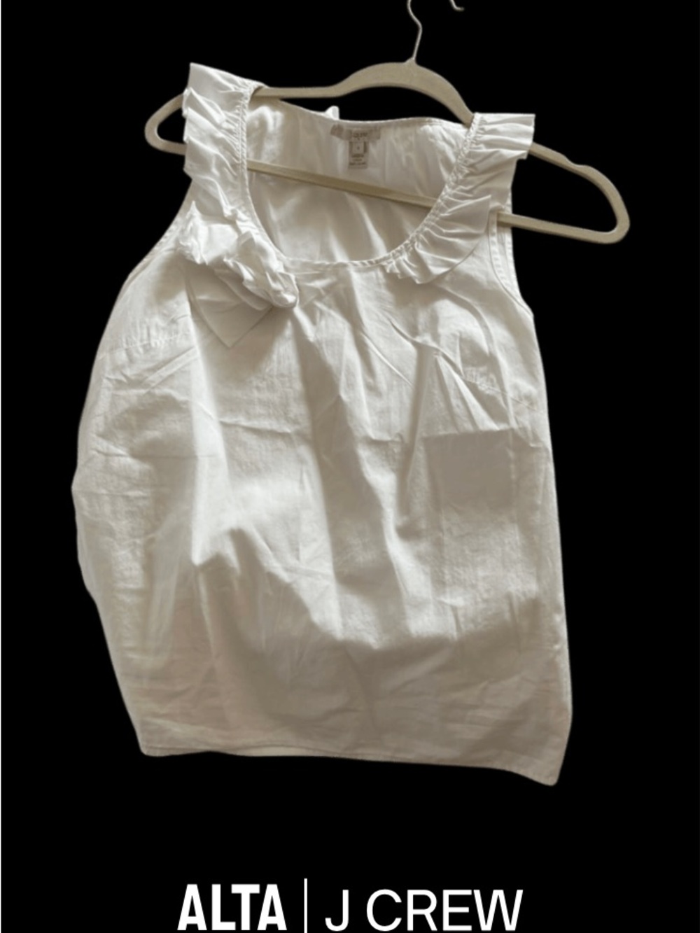 J. Crew White Ruffle Collar Sleeveless Cotton Top